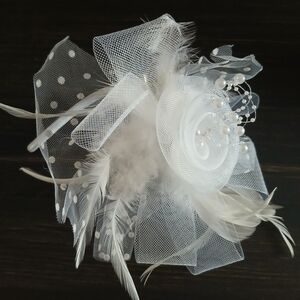 Women's White Fascinators Headband Hat Kentucky Derby, Wedding, Tea Party New